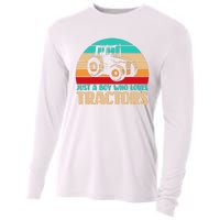 Farm Lifestyle Just A Boy Who Loves Tractors Cooling Performance Long Sleeve Crew