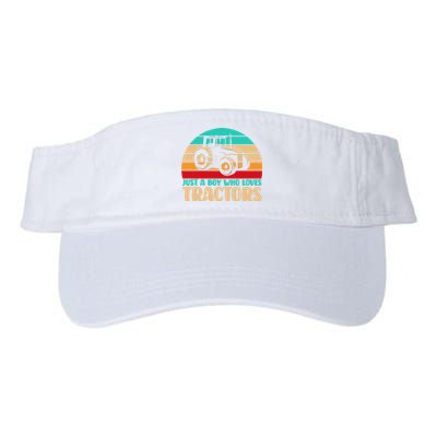 Farm Lifestyle Just A Boy Who Loves Tractors Valucap Bio-Washed Visor