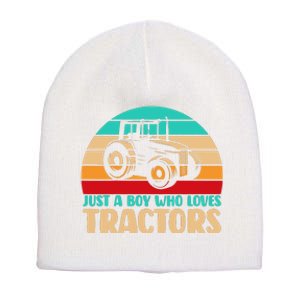 Farm Lifestyle Just A Boy Who Loves Tractors Short Acrylic Beanie