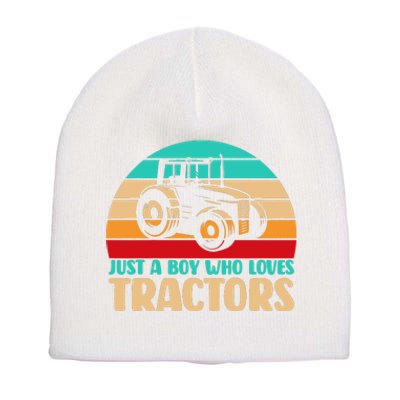 Farm Lifestyle Just A Boy Who Loves Tractors Short Acrylic Beanie