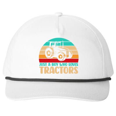 Farm Lifestyle Just A Boy Who Loves Tractors Snapback Five-Panel Rope Hat