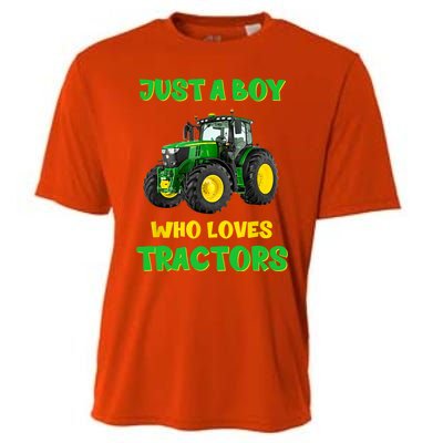 Farm Lifestyle Just A Boy Who Loves Tractors Boy Teens Cooling Performance Crew T-Shirt