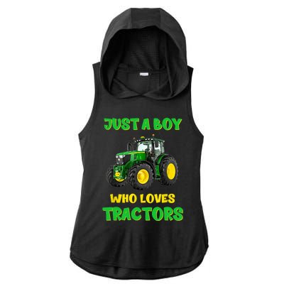 Farm Lifestyle Just A Boy Who Loves Tractors Boy Teens Ladies PosiCharge Tri-Blend Wicking Draft Hoodie Tank