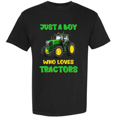 Farm Lifestyle Just A Boy Who Loves Tractors Boy Teens Garment-Dyed Heavyweight T-Shirt