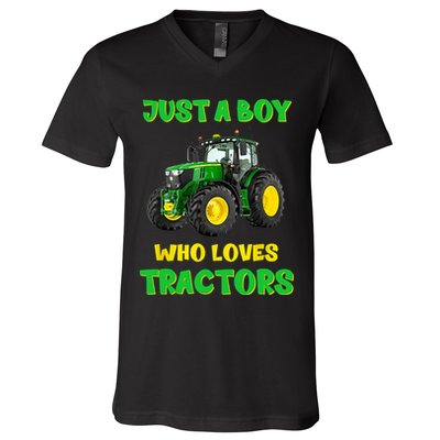 Farm Lifestyle Just A Boy Who Loves Tractors Boy Teens V-Neck T-Shirt