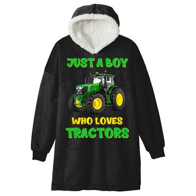 Farm Lifestyle Just A Boy Who Loves Tractors Boy Teens Hooded Wearable Blanket