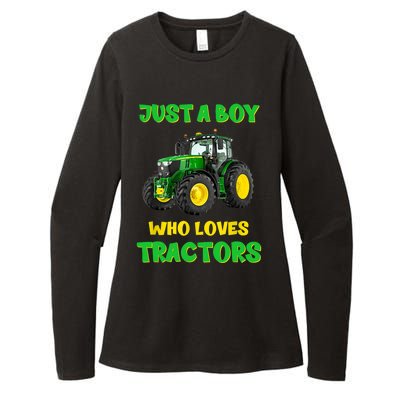 Farm Lifestyle Just A Boy Who Loves Tractors Boy Teens Womens CVC Long Sleeve Shirt