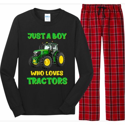 Farm Lifestyle Just A Boy Who Loves Tractors Boy Teens Long Sleeve Pajama Set