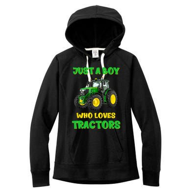 Farm Lifestyle Just A Boy Who Loves Tractors Boy Teens Women's Fleece Hoodie