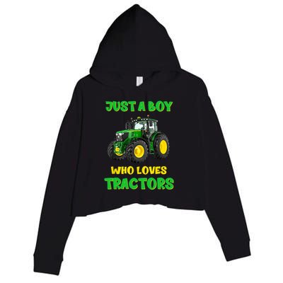 Farm Lifestyle Just A Boy Who Loves Tractors Boy Teens Crop Fleece Hoodie