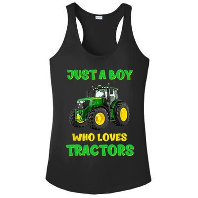 Farm Lifestyle Just A Boy Who Loves Tractors Boy Teens Ladies PosiCharge Competitor Racerback Tank