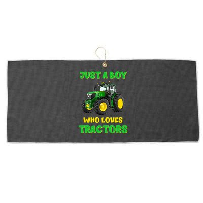 Farm Lifestyle Just A Boy Who Loves Tractors Boy Teens Large Microfiber Waffle Golf Towel