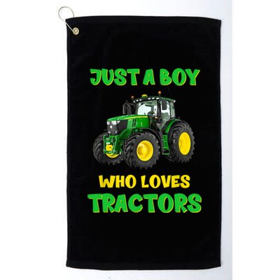 Farm Lifestyle Just A Boy Who Loves Tractors Boy Teens Platinum Collection Golf Towel