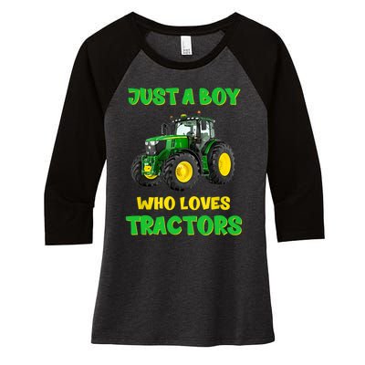 Farm Lifestyle Just A Boy Who Loves Tractors Boy Teens Women's Tri-Blend 3/4-Sleeve Raglan Shirt