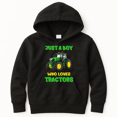 Farm Lifestyle Just A Boy Who Loves Tractors Boy Teens Kids Hoodie