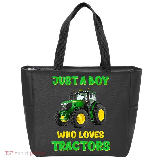 Farm Lifestyle Just A Boy Who Loves Tractors Boy Teens Zip Tote Bag