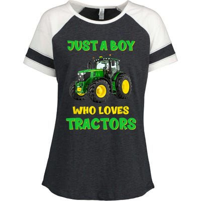 Farm Lifestyle Just A Boy Who Loves Tractors Boy Teens Enza Ladies Jersey Colorblock Tee