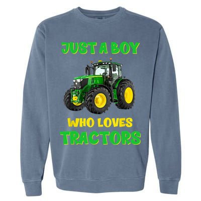 Farm Lifestyle Just A Boy Who Loves Tractors Boy Teens Garment-Dyed Sweatshirt
