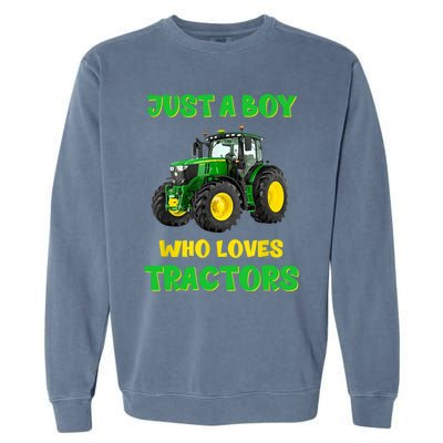 Farm Lifestyle Just A Boy Who Loves Tractors Boy Teens Garment-Dyed Sweatshirt