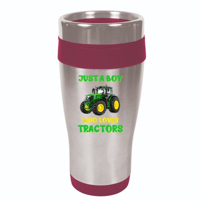 Farm Lifestyle Just A Boy Who Loves Tractors Boy Teens 16oz Travel Tumbler