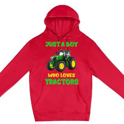 Farm Lifestyle Just A Boy Who Loves Tractors Boy Teens Premium Pullover Hoodie