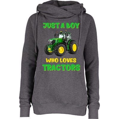 Farm Lifestyle Just A Boy Who Loves Tractors Boy Teens Womens Funnel Neck Pullover Hood