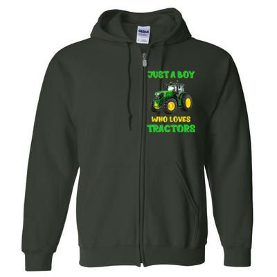 Farm Lifestyle Just A Boy Who Loves Tractors Boy Teens Full Zip Hoodie