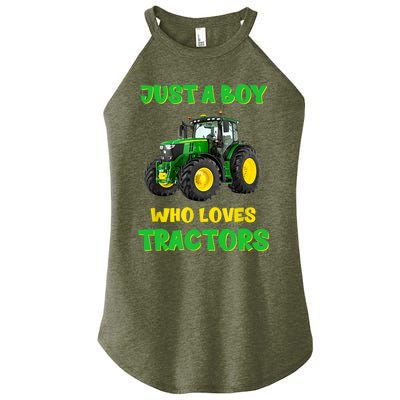 Farm Lifestyle Just A Boy Who Loves Tractors Boy Teens Women's Perfect Tri Rocker Tank