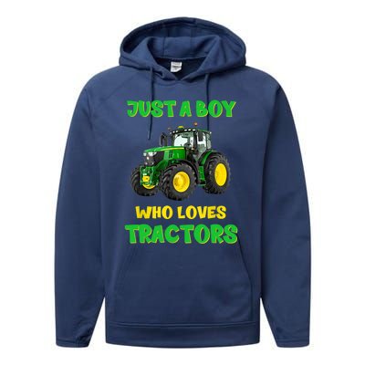 Farm Lifestyle Just A Boy Who Loves Tractors Boy Teens Performance Fleece Hoodie