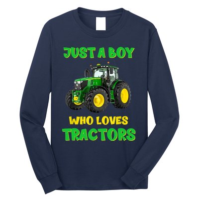 Farm Lifestyle Just A Boy Who Loves Tractors Boy Teens Long Sleeve Shirt