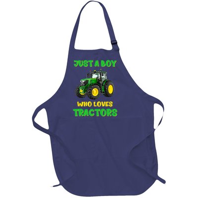 Farm Lifestyle Just A Boy Who Loves Tractors Boy Teens Full-Length Apron With Pockets