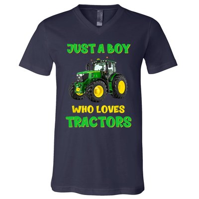 Farm Lifestyle Just A Boy Who Loves Tractors Boy Teens V-Neck T-Shirt