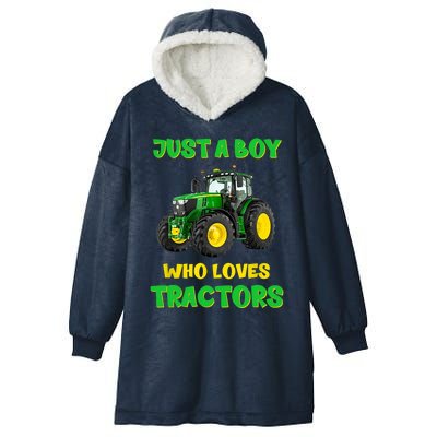 Farm Lifestyle Just A Boy Who Loves Tractors Boy Teens Hooded Wearable Blanket