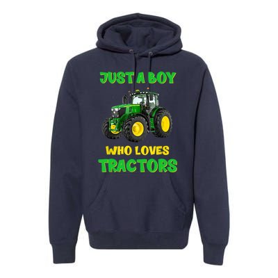 Farm Lifestyle Just A Boy Who Loves Tractors Boy Teens Premium Hoodie