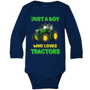 Farm Lifestyle Just A Boy Who Loves Tractors Boy Teens Baby Long Sleeve Bodysuit