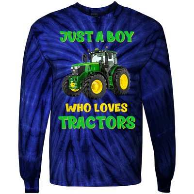 Farm Lifestyle Just A Boy Who Loves Tractors Boy Teens Tie-Dye Long Sleeve Shirt