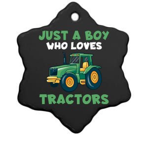 Farm Lifestyle Just A Boy Who Loves Tractors Ceramic Star Ornament