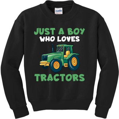 Farm Lifestyle Just A Boy Who Loves Tractors Kids Sweatshirt