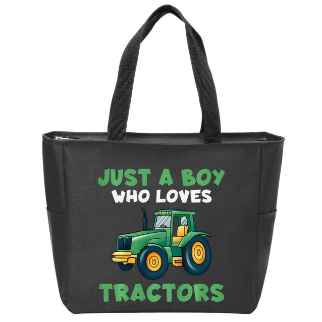 Farm Lifestyle Just A Boyss Who Loves Tractors Zip Tote Bag