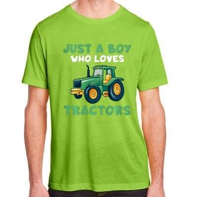 Farm Lifestyle Just A Boy Who Loves Tractors Adult ChromaSoft Performance T-Shirt