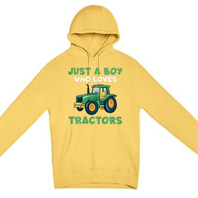 Farm Lifestyle Just A Boy Who Loves Tractors Premium Pullover Hoodie