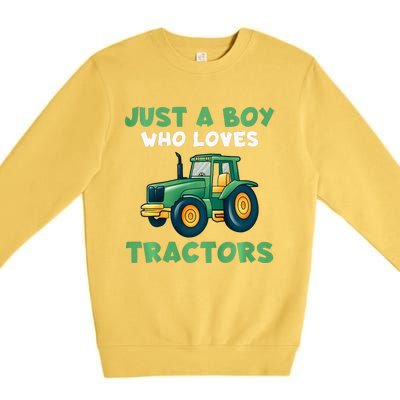 Farm Lifestyle Just A Boy Who Loves Tractors Premium Crewneck Sweatshirt