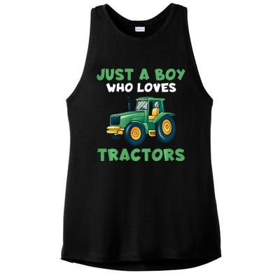 Farm Lifestyle Just A Boy Who Loves Tractors Ladies PosiCharge Tri-Blend Wicking Tank