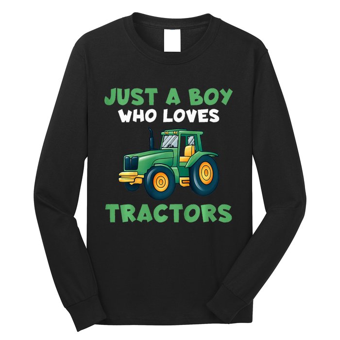 Farm Lifestyle Just A Boy Who Loves Tractors Long Sleeve Shirt