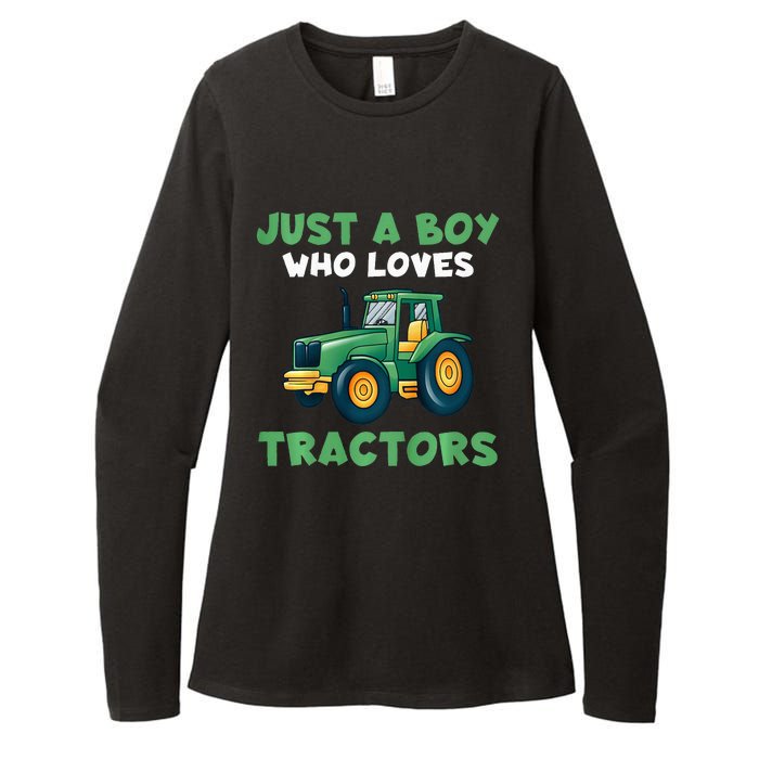 Farm Lifestyle Just A Boy Who Loves Tractors Womens CVC Long Sleeve Shirt