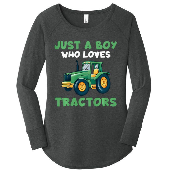 Farm Lifestyle Just A Boy Who Loves Tractors Women's Perfect Tri Tunic Long Sleeve Shirt