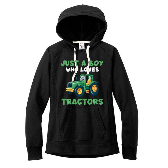 Farm Lifestyle Just A Boy Who Loves Tractors Women's Fleece Hoodie