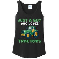 Farm Lifestyle Just A Boy Who Loves Tractors Ladies Essential Tank