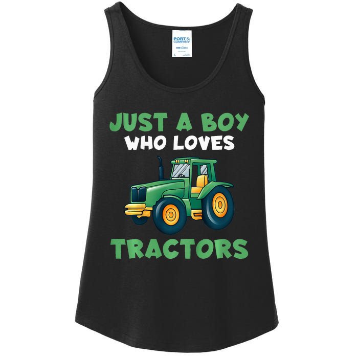 Farm Lifestyle Just A Boy Who Loves Tractors Ladies Essential Tank