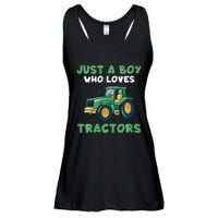 Farm Lifestyle Just A Boy Who Loves Tractors Ladies Essential Flowy Tank